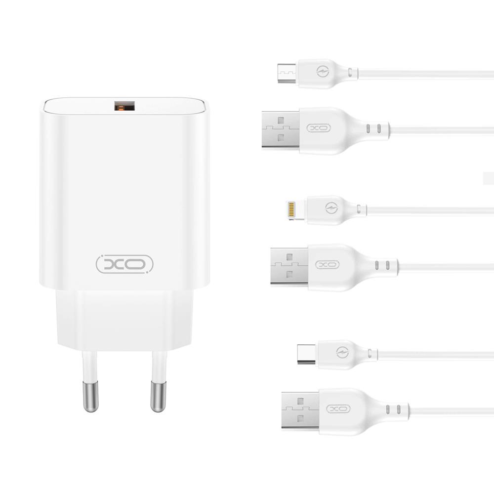 XO �adowarka sieciowa CE33 QC 18W 1x USB bia�a + kabel Lightning
