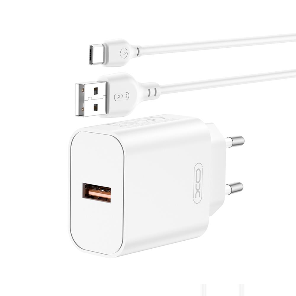 XO �adowarka sieciowa CE33 QC 18W 1x USB bia�a + kabel USB-C / 2
