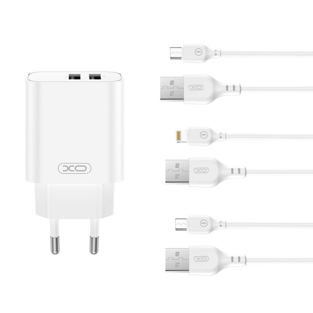 XO �adowarka sieciowa CE34 2x USB 2,4A bia�a + kabel Lightning