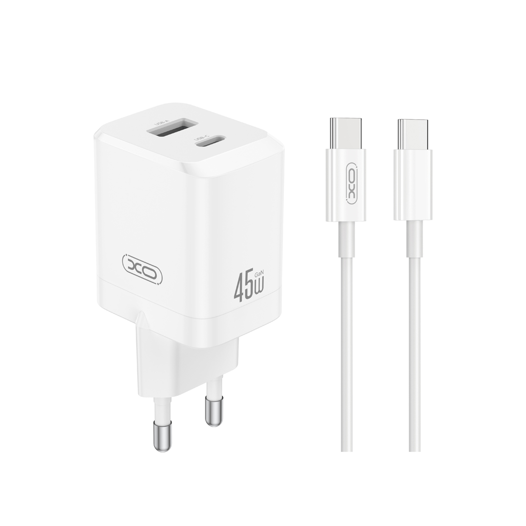 XO �adowarka sieciowa CE36 PD 45W 1x USB-C 1x USB bia�a + kabel USB-C - USB-C