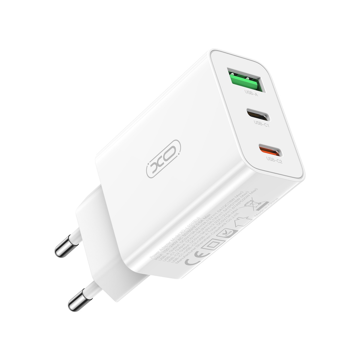 XO �adowarka sieciowa L101 PD QC 2x USB-C 1x USB bia�a
