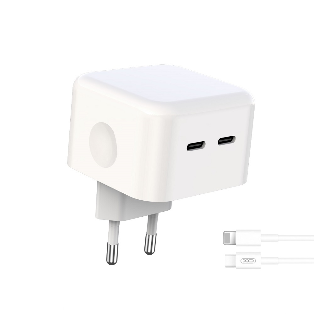XO �adowarka sieciowa L102 PD 35W 2x USB-C bia�a + kabel USB-C - Lightning