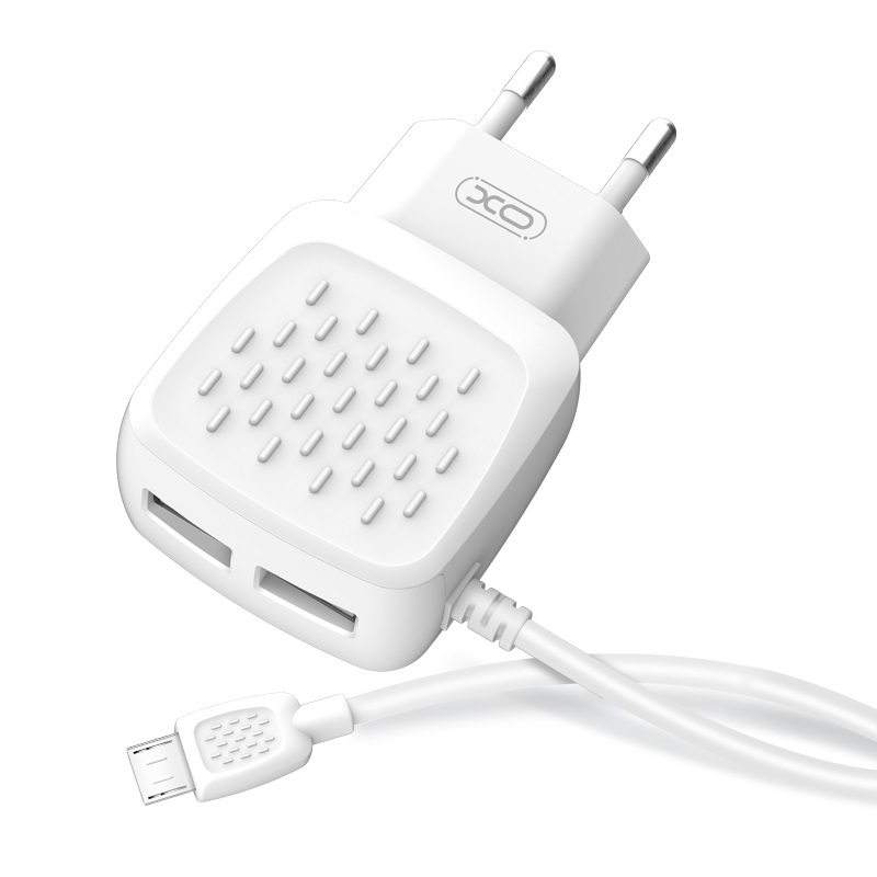 XO �adowarka sieciowa L51 plus kabel micro bia�a 2USB 2,1A / 2
