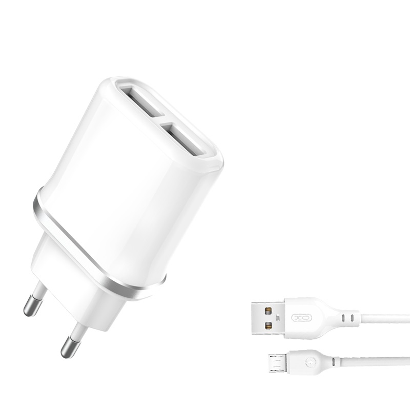 XO �adowarka sieciowa L52 plus kabel micro bia�a 2USB 2,1A