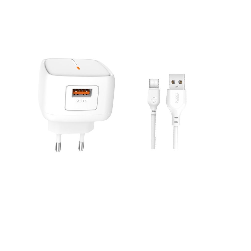 XO �adowarka sieciowa L59 QC 3.0 18W 1x USB bia�a + kabel USB-C
