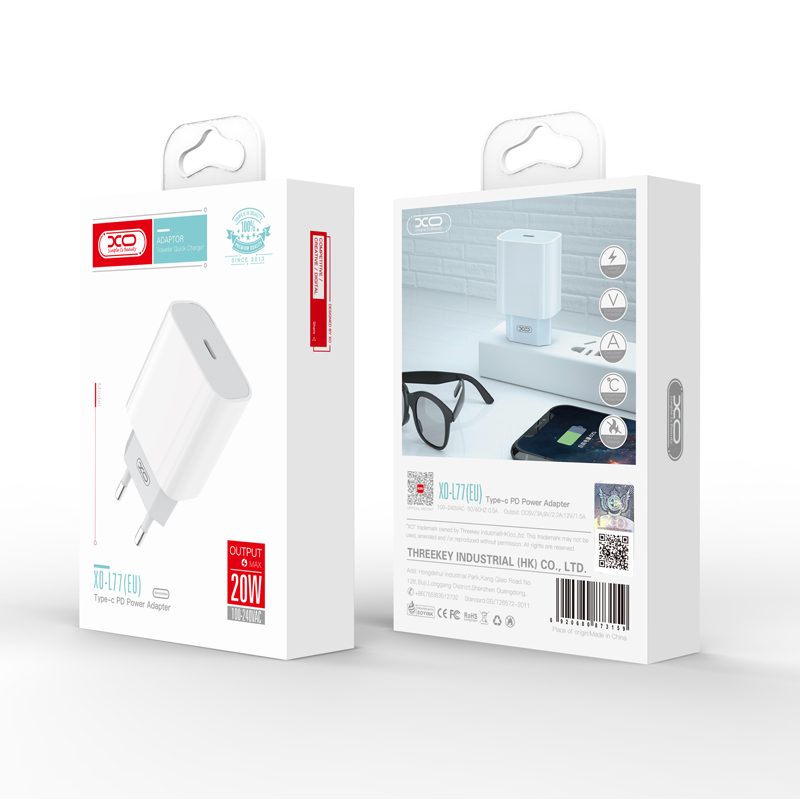 XO �adowarka sieciowa L77 bia�a 1USB PD 20W / 2