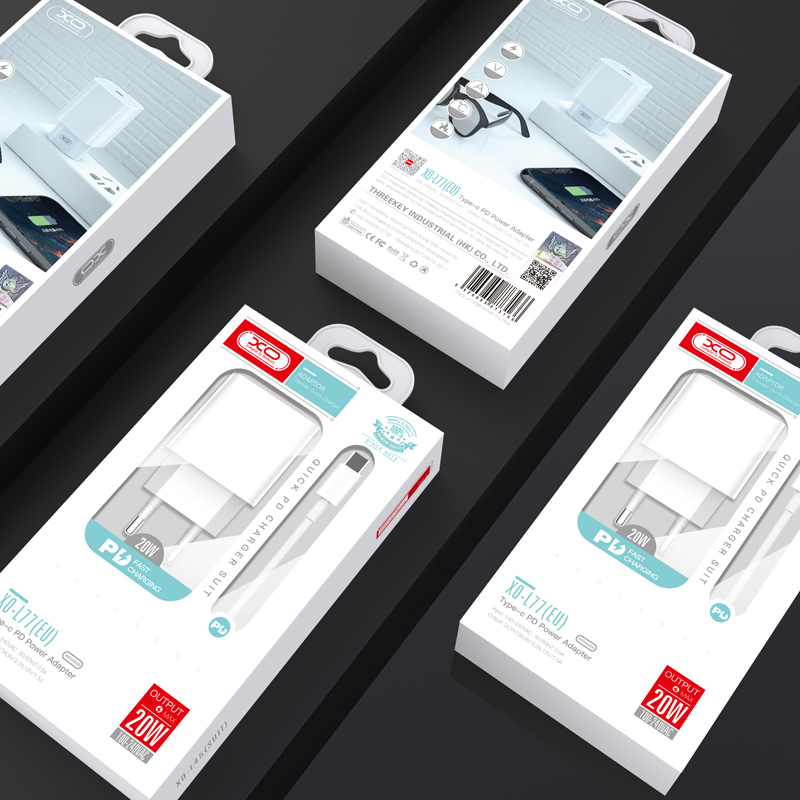 XO �adowarka sieciowa L77 plus kabel typ-C - 8-pin bia�a 1USB PD 20W / 2