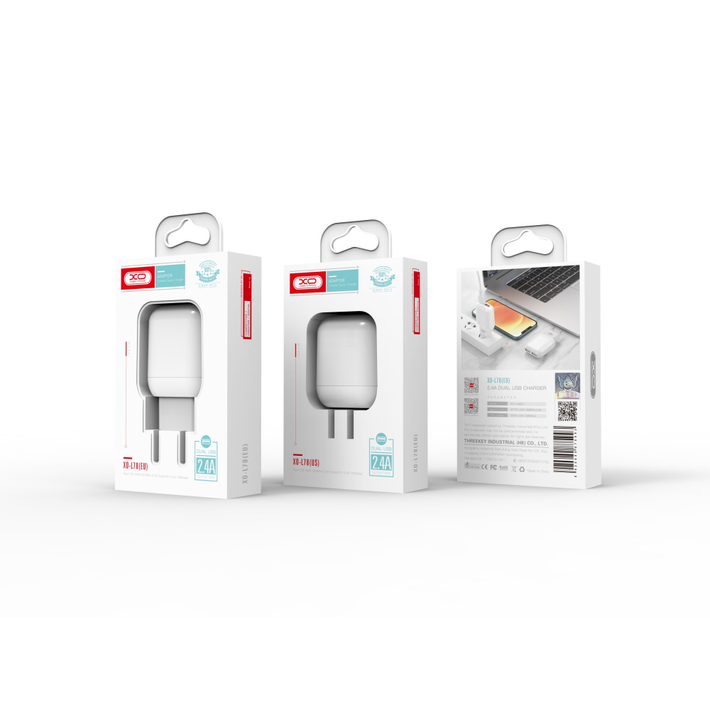 XO �adowarka sieciowa L78 bia�a 2USB 2,4A / 2