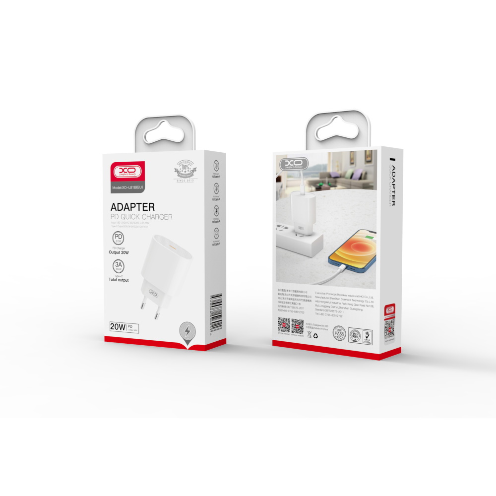 XO �adowarka sieciowa L81B PD 20W 1x USB-C bia�a / 4