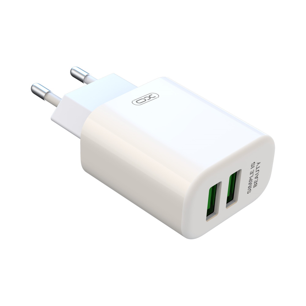 XO �adowarka sieciowa L85C 2x USB 2,4A bia�a + kabel USB-C / 4