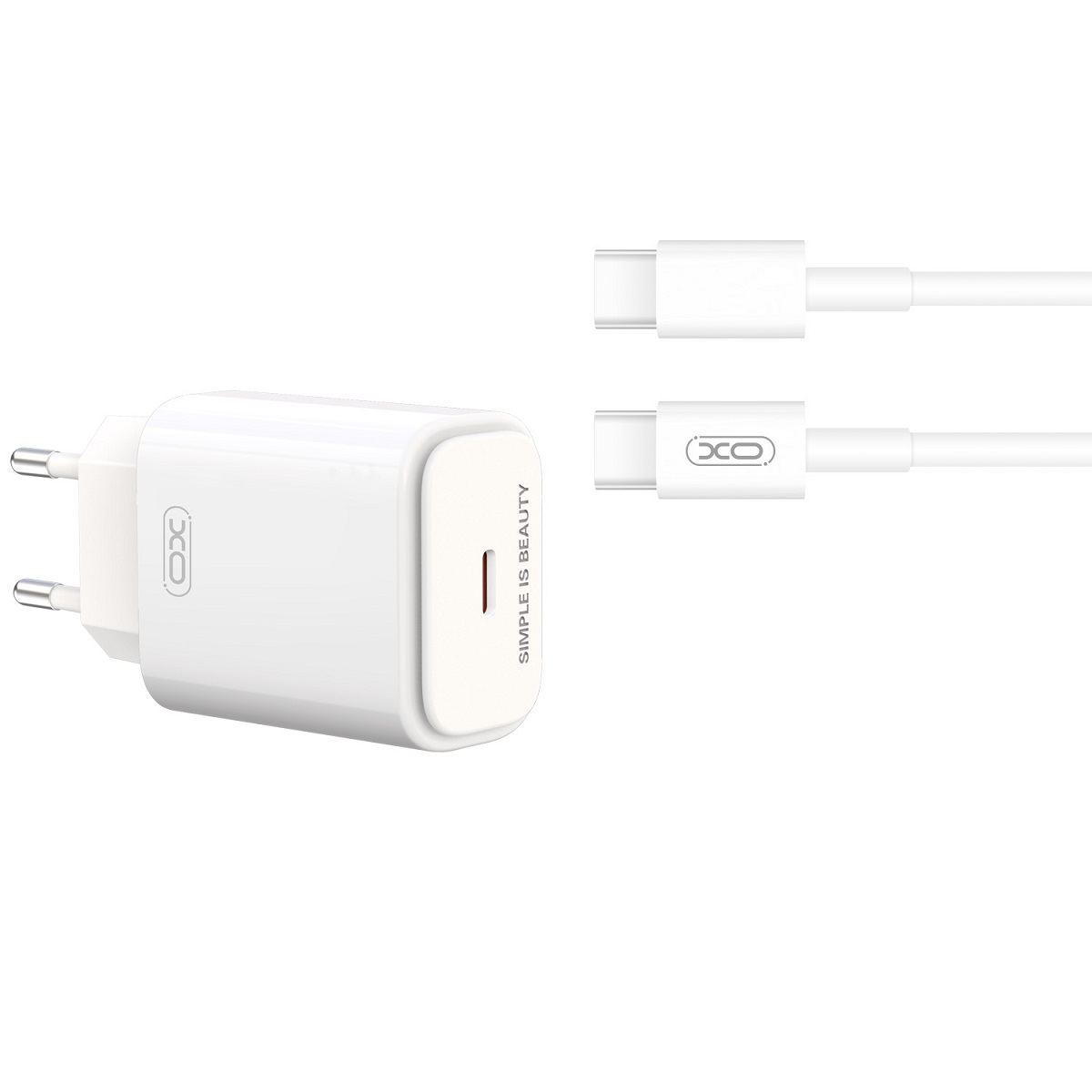 XO �adowarka sieciowa L90B PD 20W 1x USB-C bia�a + kabel USB-C - USB-C