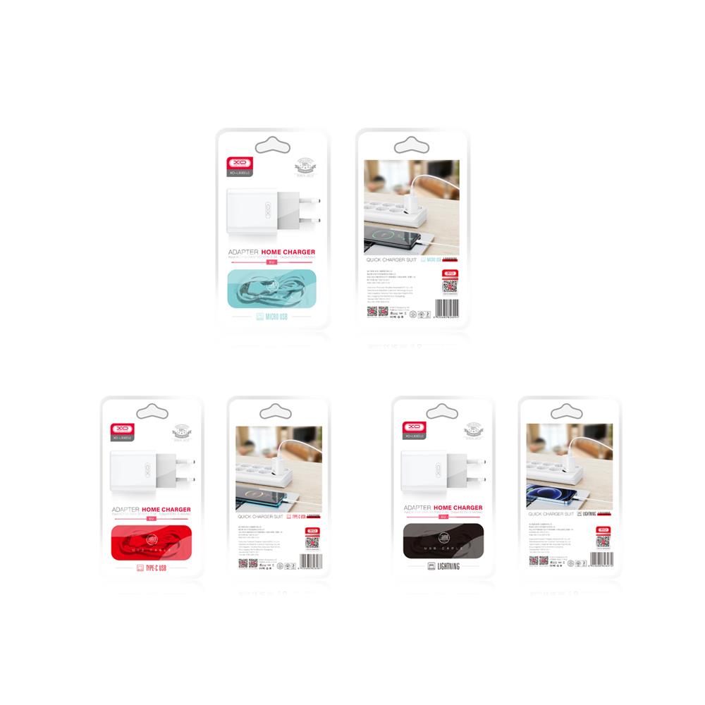 XO �adowarka sieciowa L93 1x USB 2,4A bia�a + kabel microUSB / 5