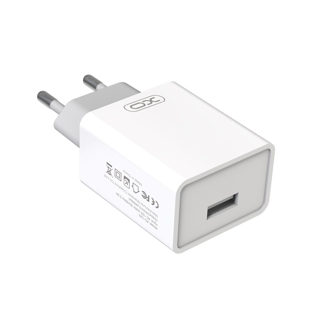XO �adowarka sieciowa L93 1x USB 2,4A bia�a + kabel USB-C / 3