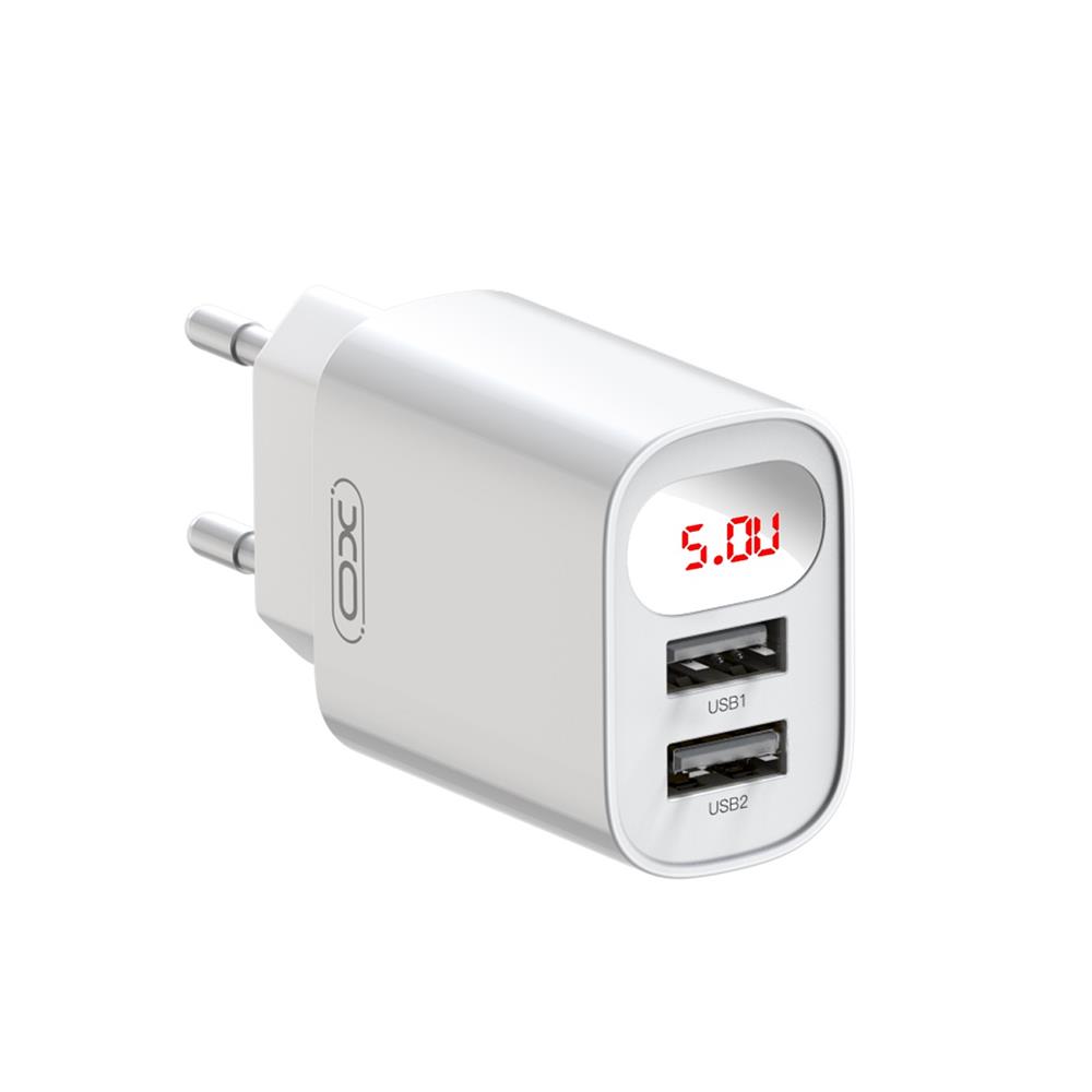 XO �adowarka sieciowa L95 2x USB 2,4A bia�a z wy�wietlaczem