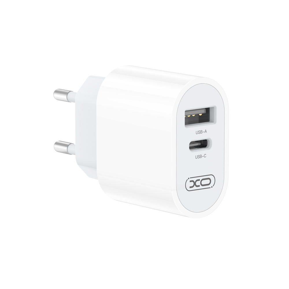 XO �adowarka sieciowa L97 1x USB 1x USB-C 2,4A bia�a + kabel USB-C - USB-C / 2