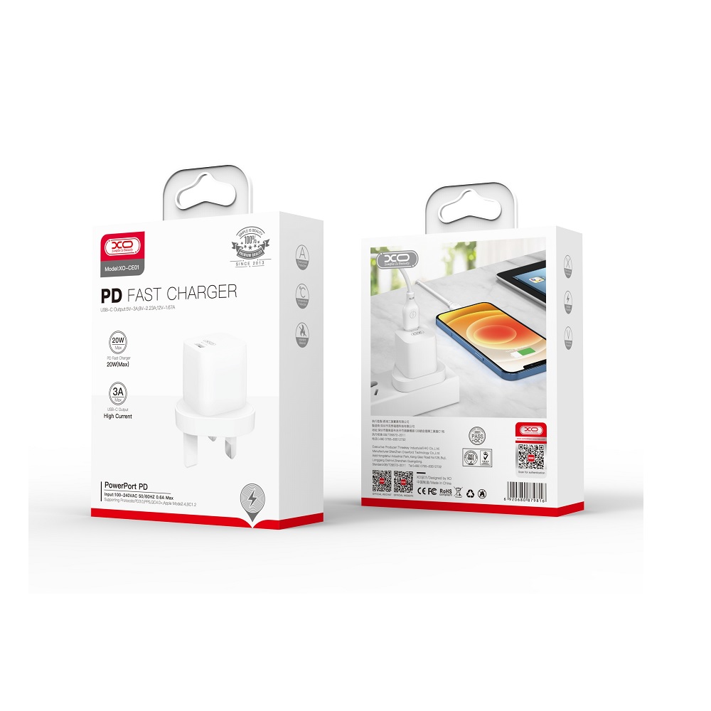 XO �adowarka sieciowa UK CE01 PD 20W 1x USB-C bia�a / 4