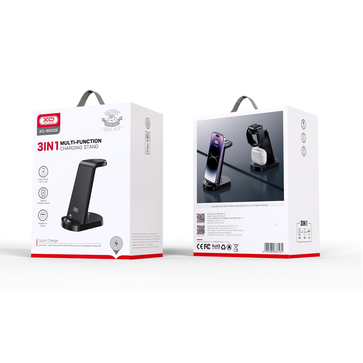 XO podstawka �aduj�ca WX035 ze z��czem Lightning 15W czarna 3w1 / 2