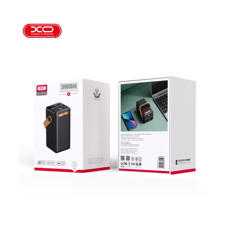 XO Power bank PR168 50000mAh QC22,5W - PD 20W czarny / 5