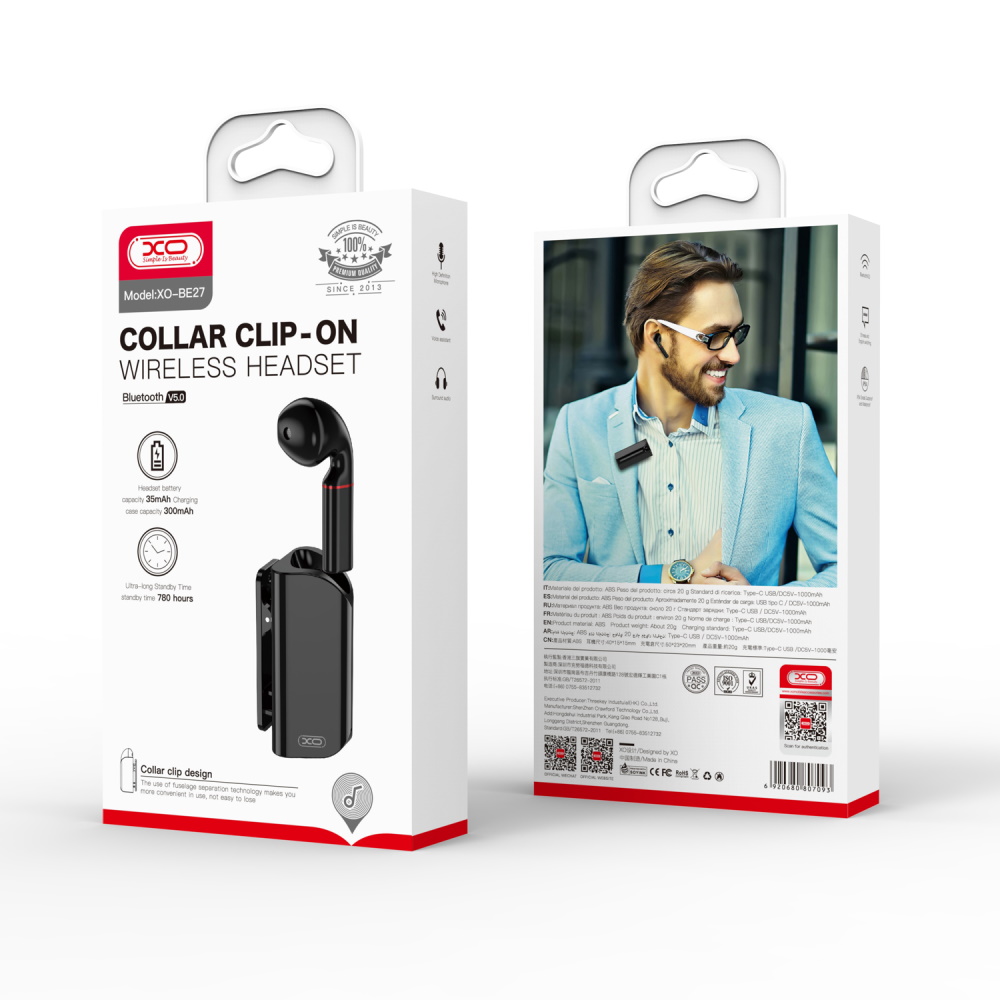 XO S�uchawka Bluetooth BE27 czarna / 6