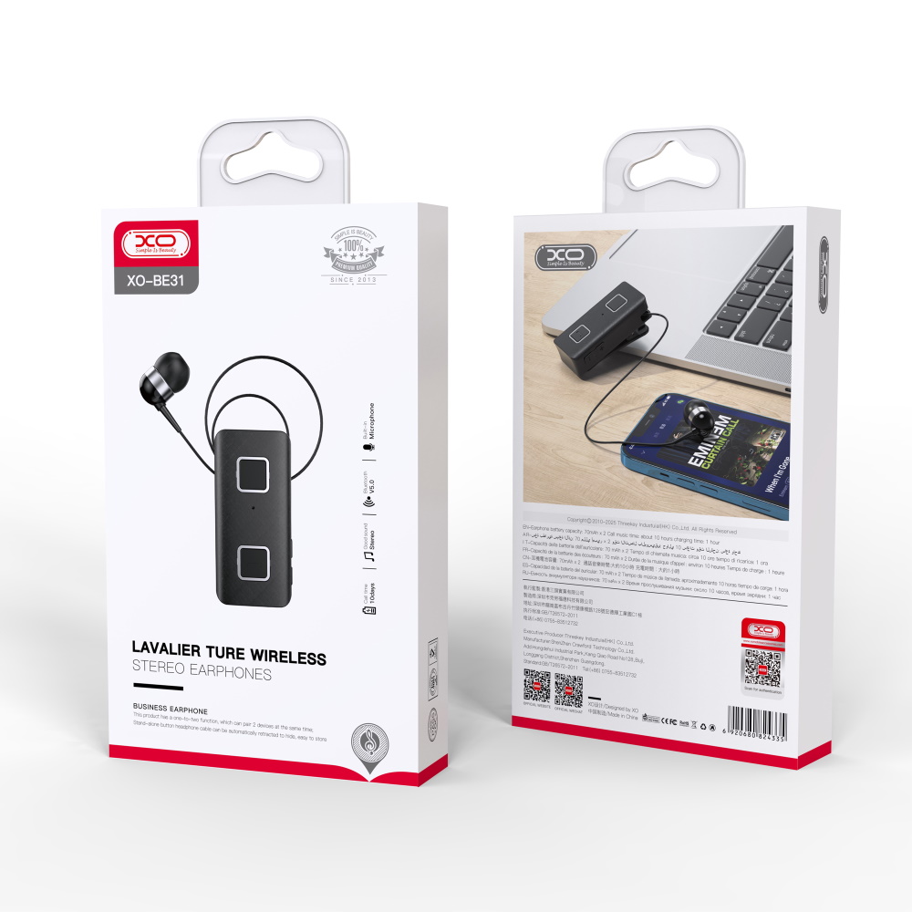 XO S�uchawka Bluetooth BE31 czarna / 5