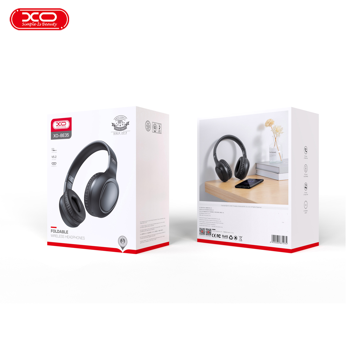 XO S�uchawki Bluetooth BE35 czarne nauszne / 2