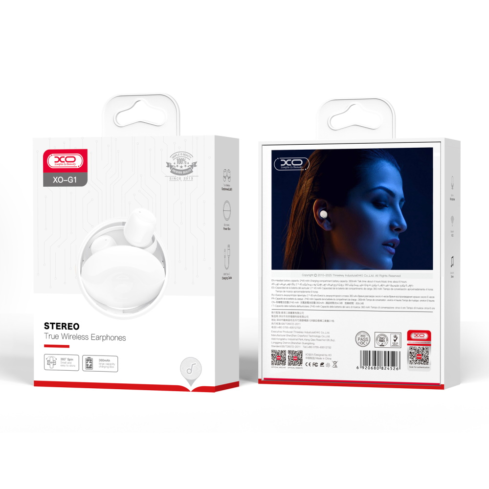 XO S�uchawki Bluetooth G1 TWS bia�e / 5