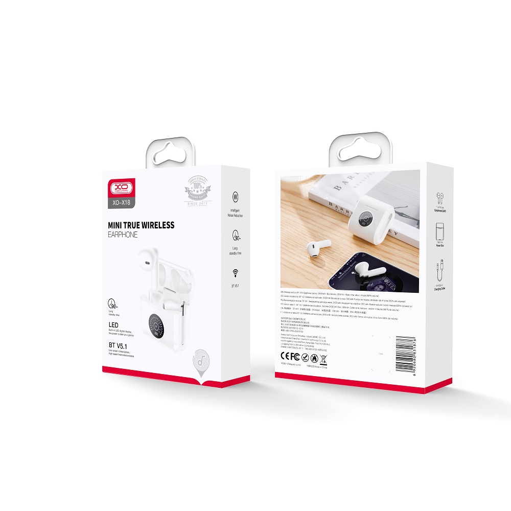 XO s�uchawki Bluetooth X18 TWS bia�e / 2