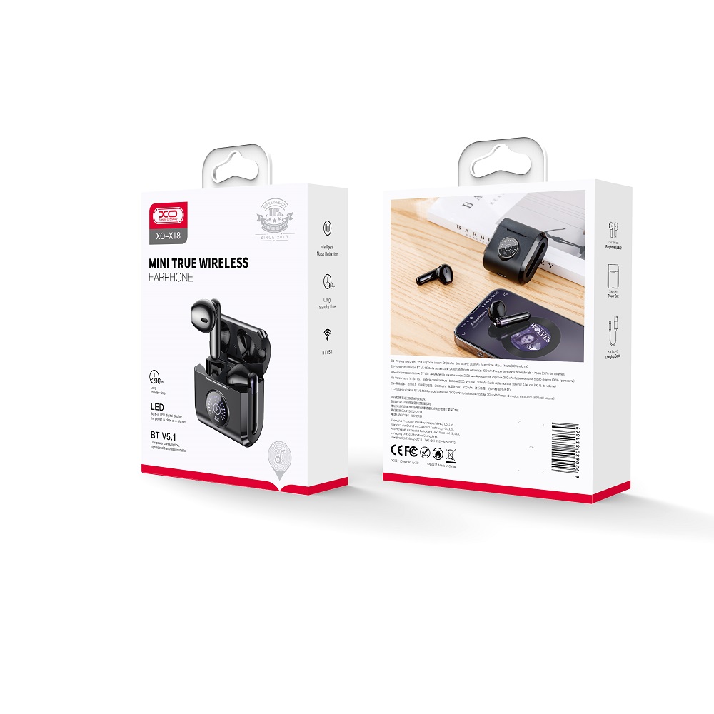 XO s�uchawki Bluetooth X18 TWS czarne / 5