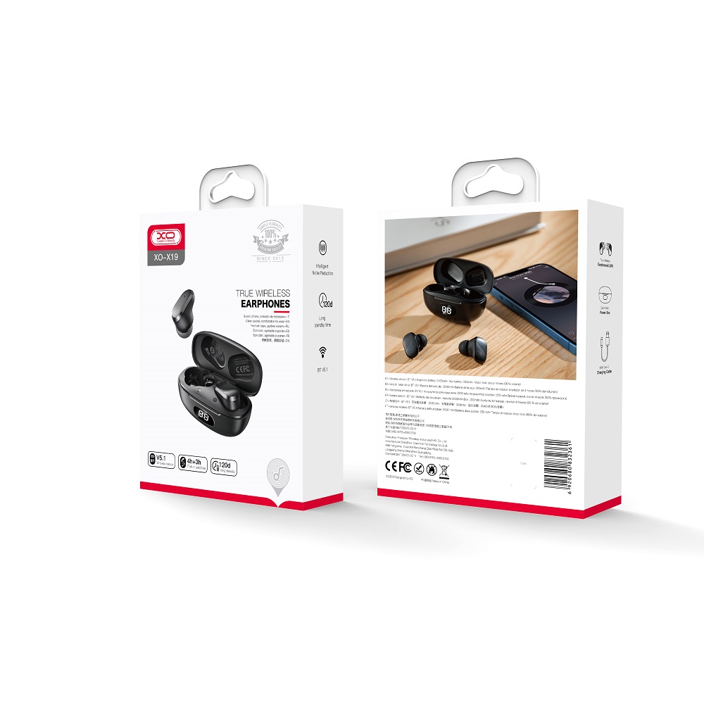XO s�uchawki Bluetooth X19 TWS czarne / 2