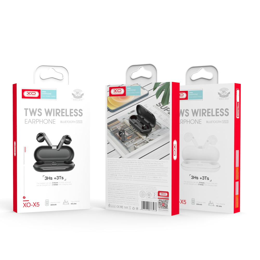 XO S�uchawki bluetooth X5 TWS czarne / 3