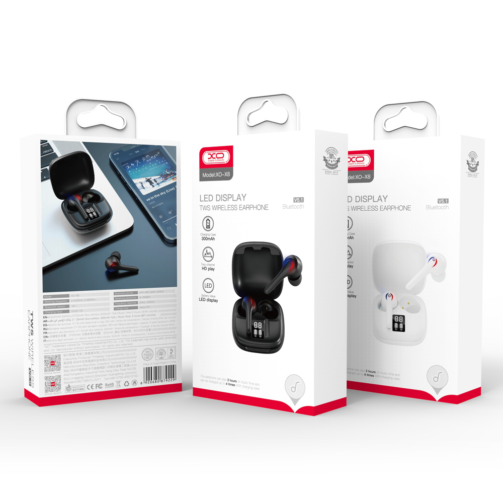 XO S�uchawki bluetooth X8 TWS czarne / 4