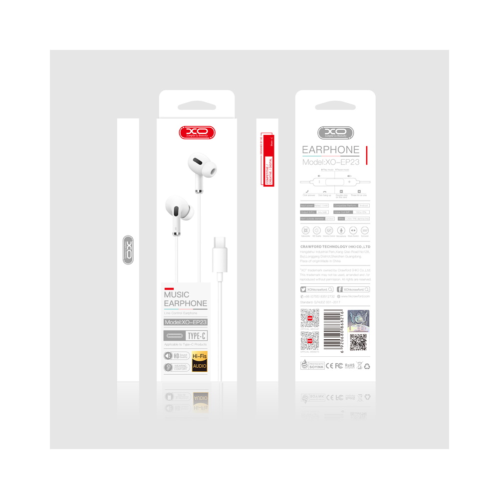 XO S�uchawki przewodowe EP23 typ-C czarne / 2