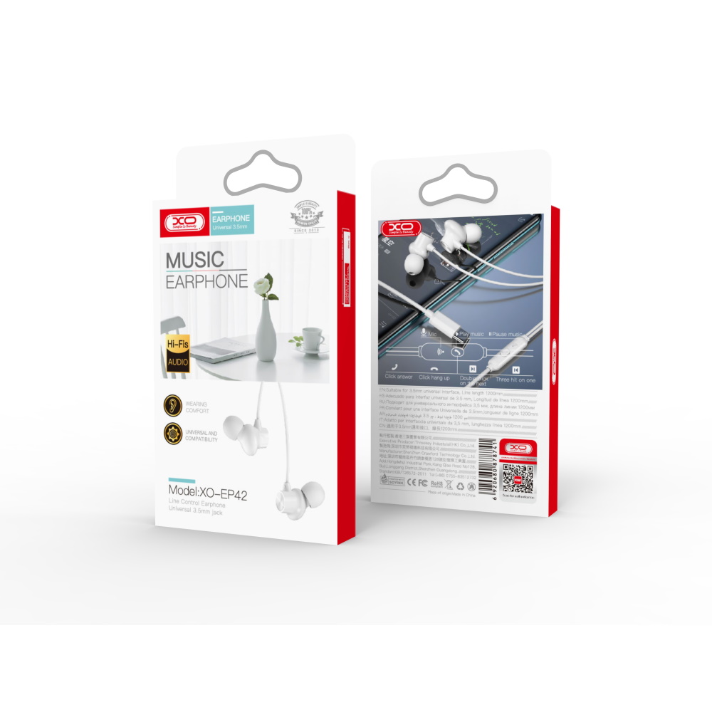 XO s�uchawki przewodowe EP42 USB-C dokana�owe bia�e / 3