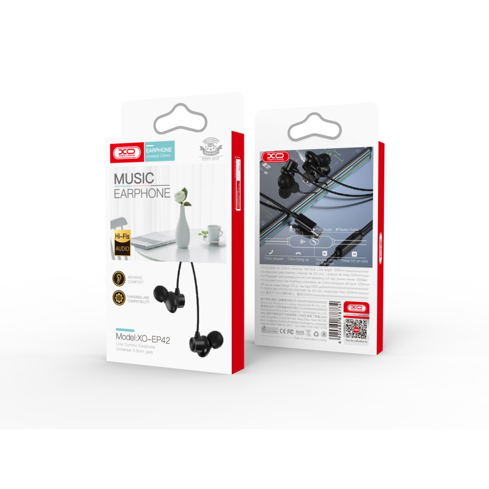 XO s�uchawki przewodowe EP42 USB-C dokana�owe czarne / 3