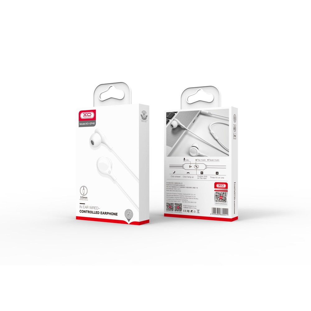 XO s�uchawki przewodowe EP46 jack 3,5mm z redukcj� szum�w bia�e / 3
