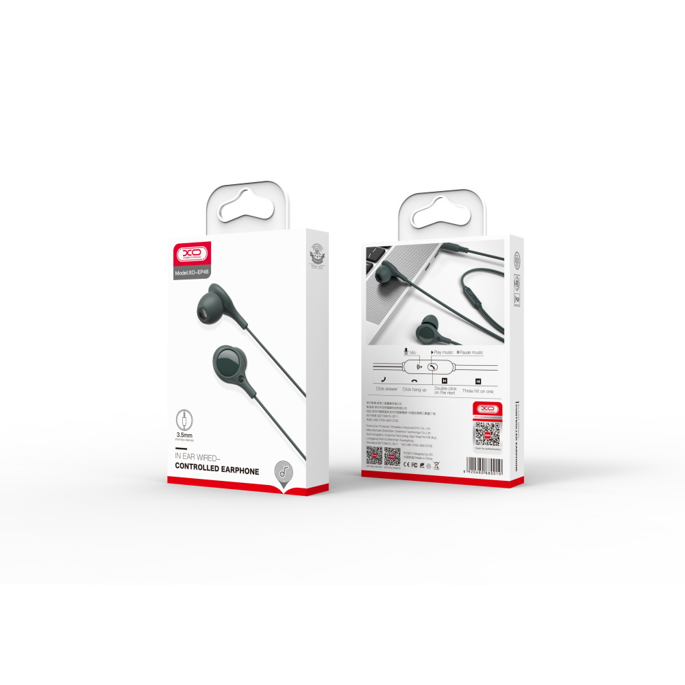 XO s�uchawki przewodowe EP46 jack 3,5mm z redukcj� szum�w zielone / 3