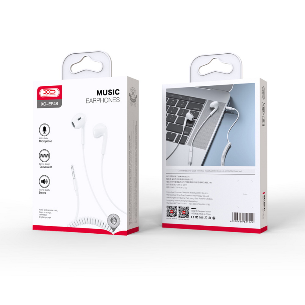 XO s�uchawki przewodowe EP48 jack 3,5mm bia�e / 3