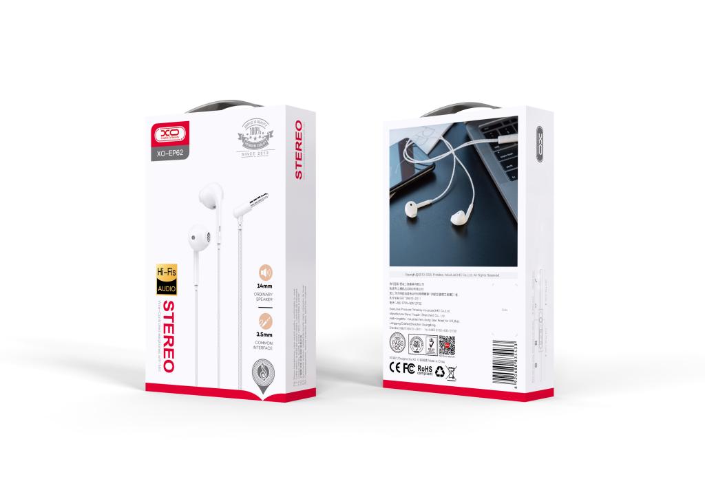 XO s�uchawki przewodowe EP62 jack 3,5 mm douszne bia�e / 2