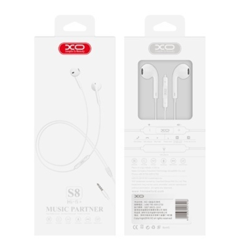 XO S�uchawki przewodowe S8 jack 3,5mm bia�e / 2