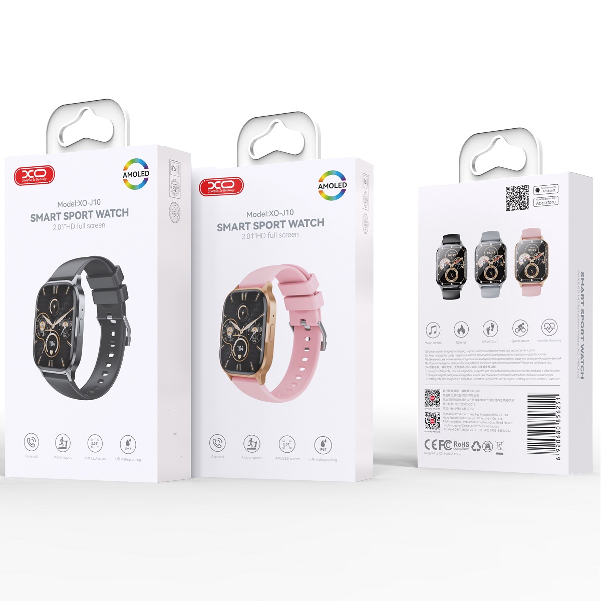 XO smartwatch J10 Amoled r�owo-z�oty / 2