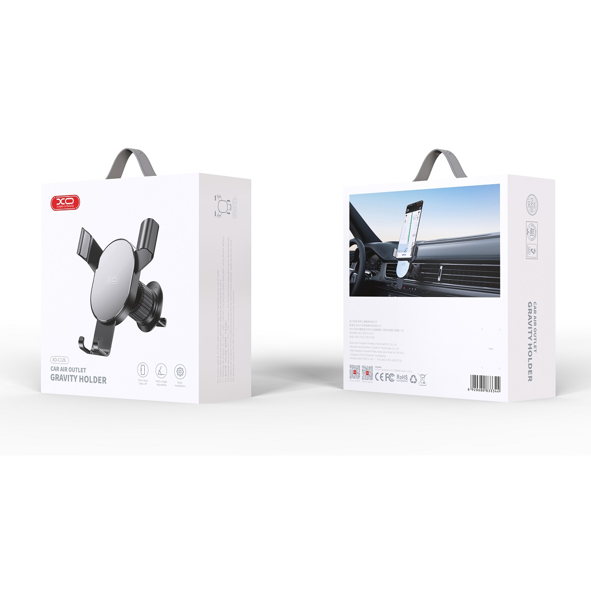 XO uchwyt samochodowy C126 srebrno-czarny do kratki / 2