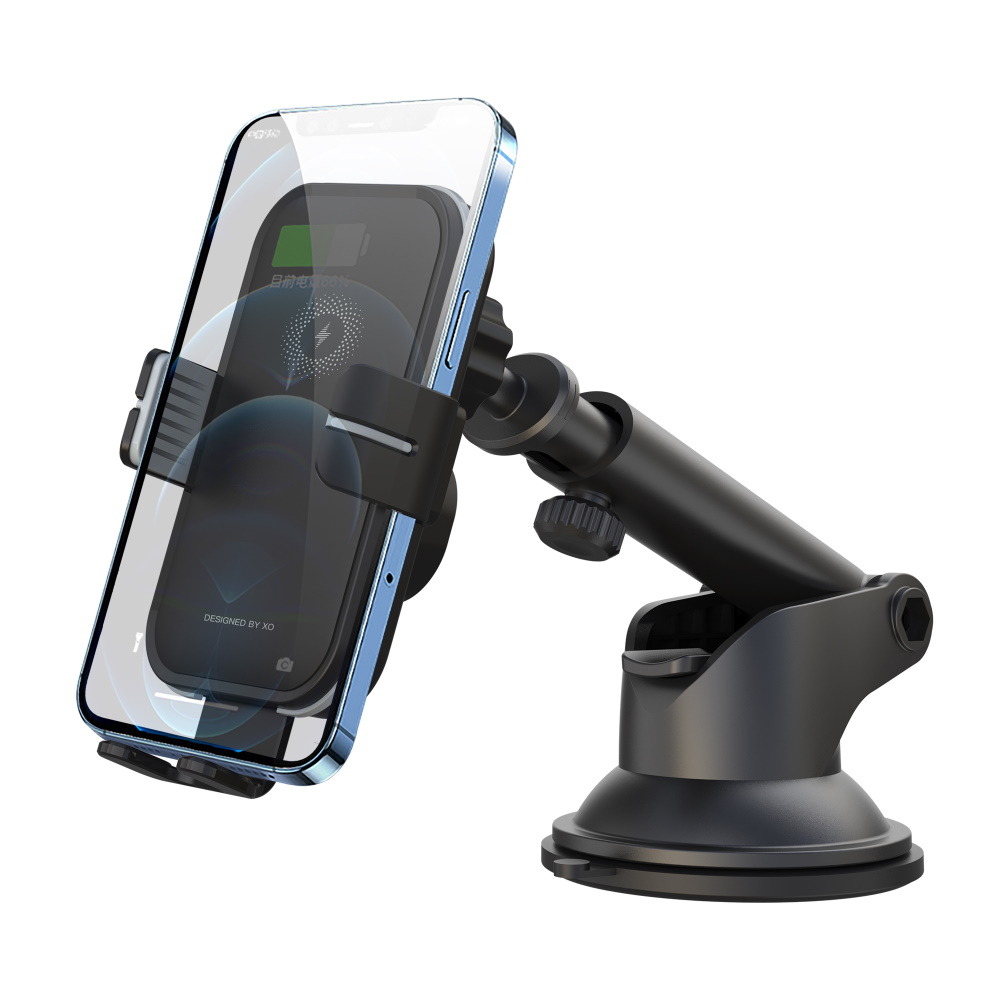 XO uchwyt samochodowy WX027 z �adowaniem bezprzewodowym indukcyjnym czarny 15W z przyssawk� / 4