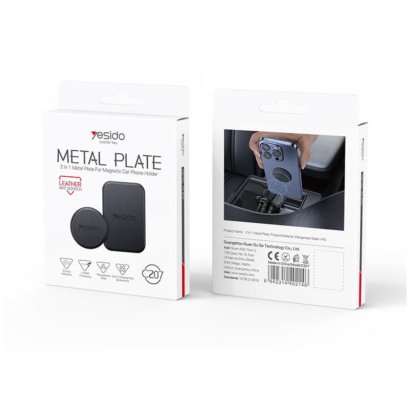 Yesido C207 Zestaw Metalowych Blaszek 2w1 (1.5mm), BLACK / CZARNY / 2