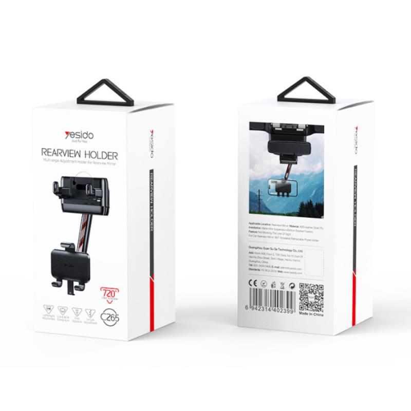 Yesido C265 Uchwyt Samochodowy na Lusterko Wsteczne, BLACK / CZARNY / 2
