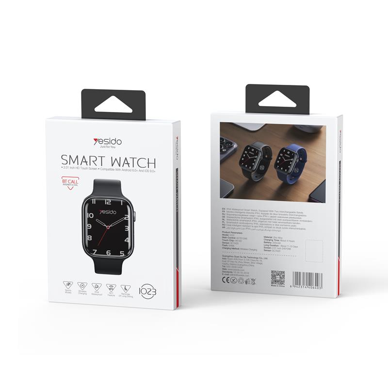Yesido IO23 Smartwatch BT5.0 +NFC 200mAh IPX4 (w zestawie 2 paski) BLACK / CZARNY / 2