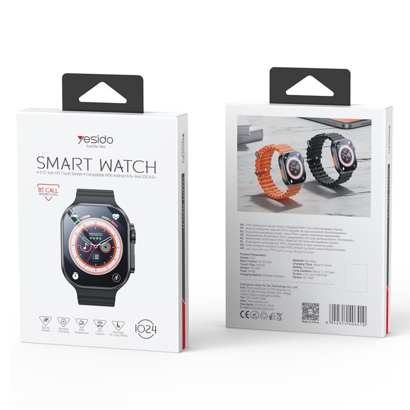 Yesido IO24 Smartwatch BT5.0 +NFC 200mAh IPX4 (w zestawie 2 paski) BLACK / CZARNY / 2