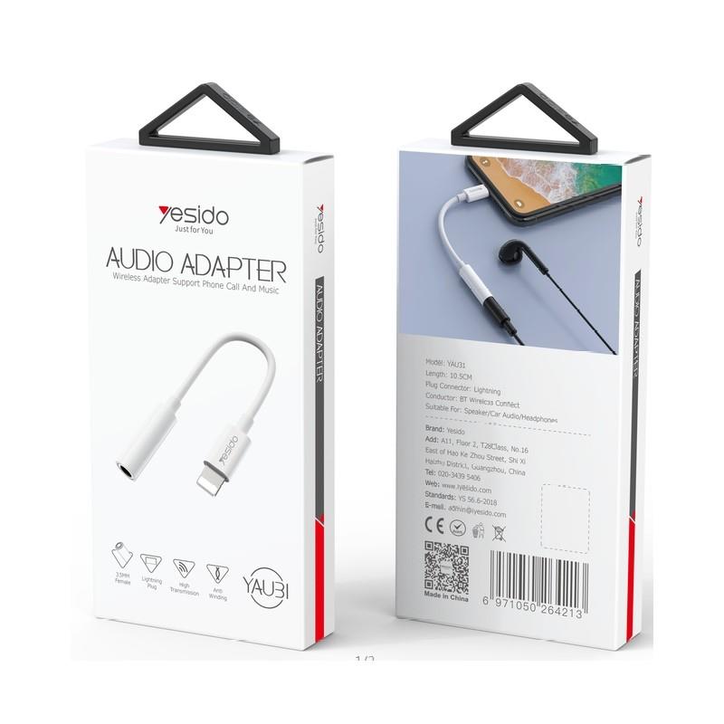 Yesido Kabel Audio YAU31 Lightning-3.5mm Aux Female, 12cm, WHITE / BIA�Y / 2