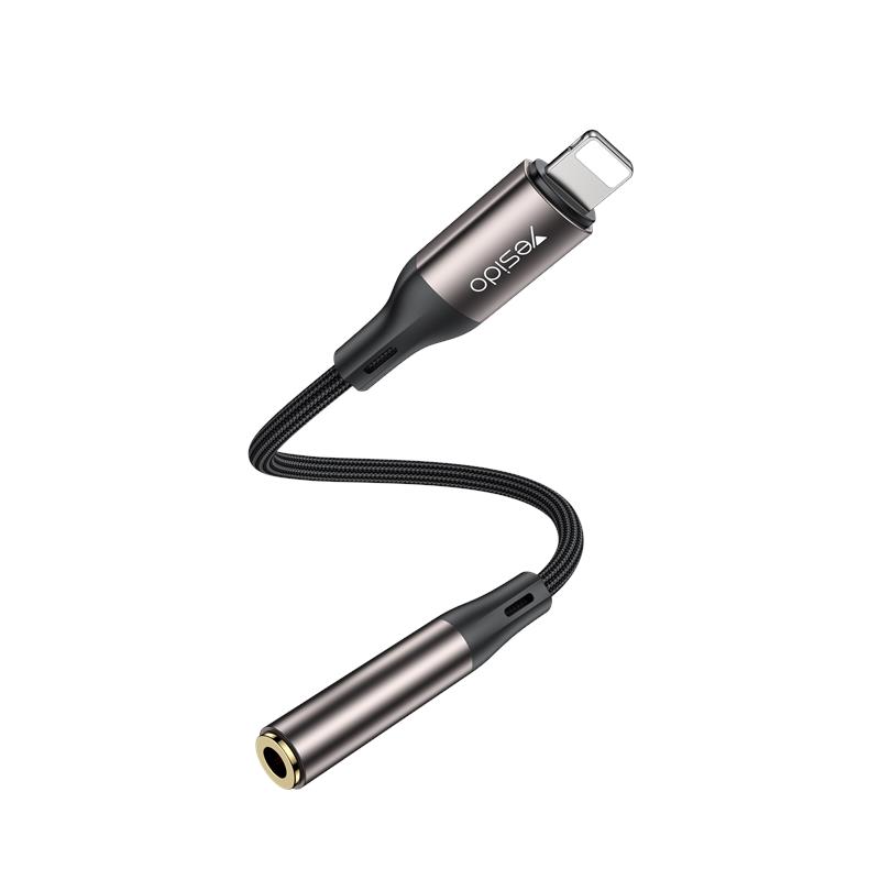 Yesido Kabel Audio YAU45 Lightning-3.5mm Aux Female, 30cm, BLACK / CZARNY