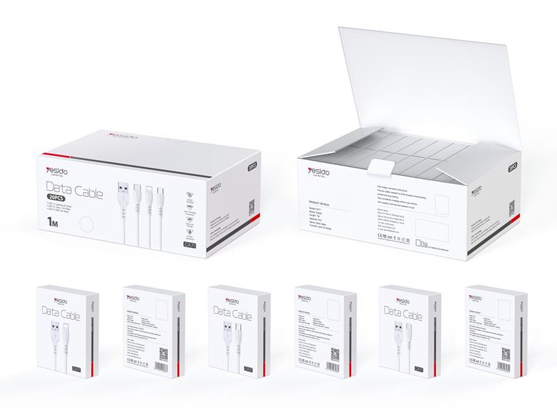 Yesido Kabel CA71 USB-Type-C 3A (20szt.) 18W 1m, WHITE / BIA�Y / 2