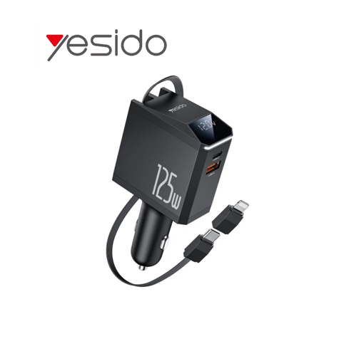 yesido �ad. sam. Y71 125W Fast Charging 4w1 LED + Kabel 65W C+iP, BLACK / CZARNY / 2